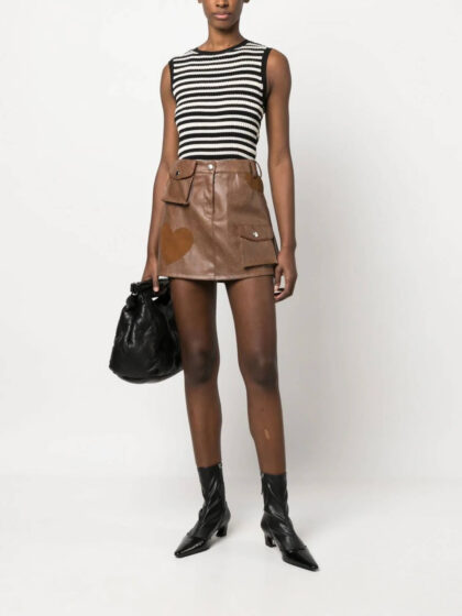 Detailed Leather Skirt